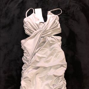 Oh polly light grey cut out dress